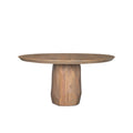 Tavolo da pranzo rotondo in legno massello da 60" marrone chiaro – Base sfaccettata scolpita, 4 posti a sedere