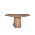 Tavolo da pranzo rotondo in legno massello da 60" marrone chiaro – Base sfaccettata scolpita, 4 posti a sedere