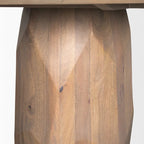 Tavolo da pranzo rotondo in legno massello da 60" marrone chiaro – Base sfaccettata scolpita, 4 posti a sedere