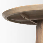Tavolo da pranzo rotondo in legno massello da 60" marrone chiaro – Base sfaccettata scolpita, 4 posti a sedere