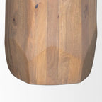 Tavolo da pranzo rotondo in legno massello da 60" marrone chiaro – Base sfaccettata scolpita, 4 posti a sedere