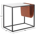 Tavolino industriale con tasca in similpelle – 56 cm L x 35,5 cm P x 51 cm H