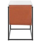 Tavolino industriale con tasca in similpelle – 56 cm L x 35,5 cm P x 51 cm H