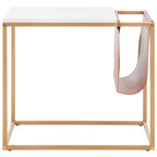 Tavolino industriale con tasca in similpelle – 56 cm L x 35,5 cm P x 51 cm H