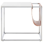 Tavolino industriale con tasca in similpelle – 56 cm L x 35,5 cm P x 51 cm H