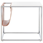 Tavolino industriale con tasca in similpelle – 56 cm L x 35,5 cm P x 51 cm H