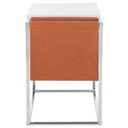 Tavolino industriale con tasca in similpelle – 56 cm L x 35,5 cm P x 51 cm H