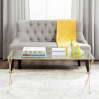 SAFAVIEH Olka Gold/ Tempered Glass Top Coffee Table - 43 x 20 x 18.3 - 43Wx20Dx18H