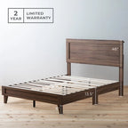 Letto a piattaforma classico in legno con elegante testiera – Diverse misure