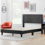 Letto a piattaforma classico in legno con elegante testiera – Diverse misure