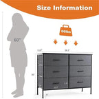 Cassettiera in tessuto a 6 cassetti – 97 cm L x 76,2 cm H