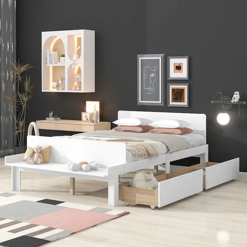 Letto matrimoniale con panca pediera e 2 cassetti portaoggetti
