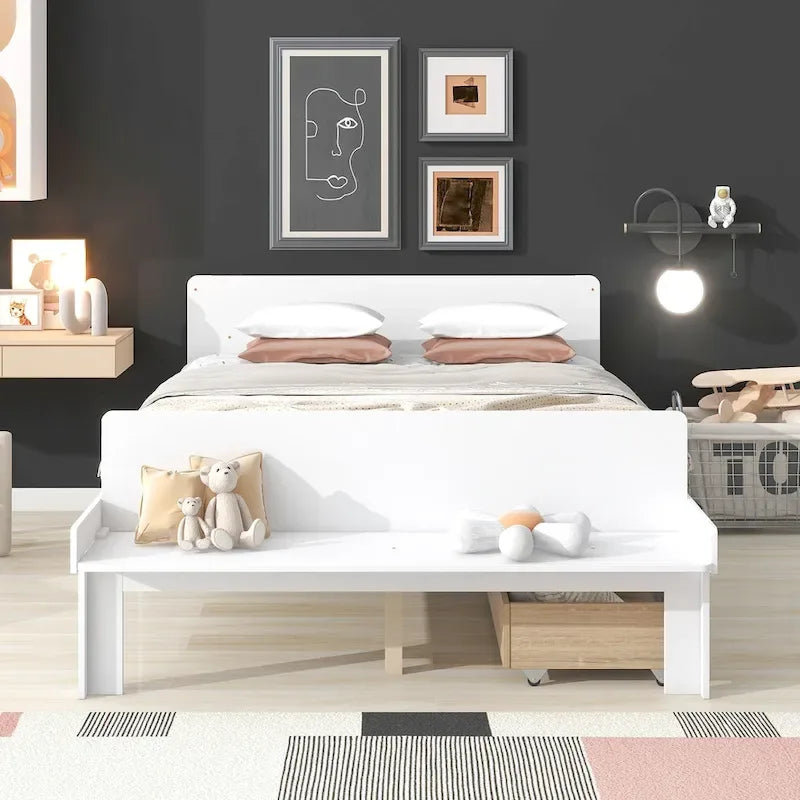 Letto matrimoniale con panca pediera e 2 cassetti portaoggetti