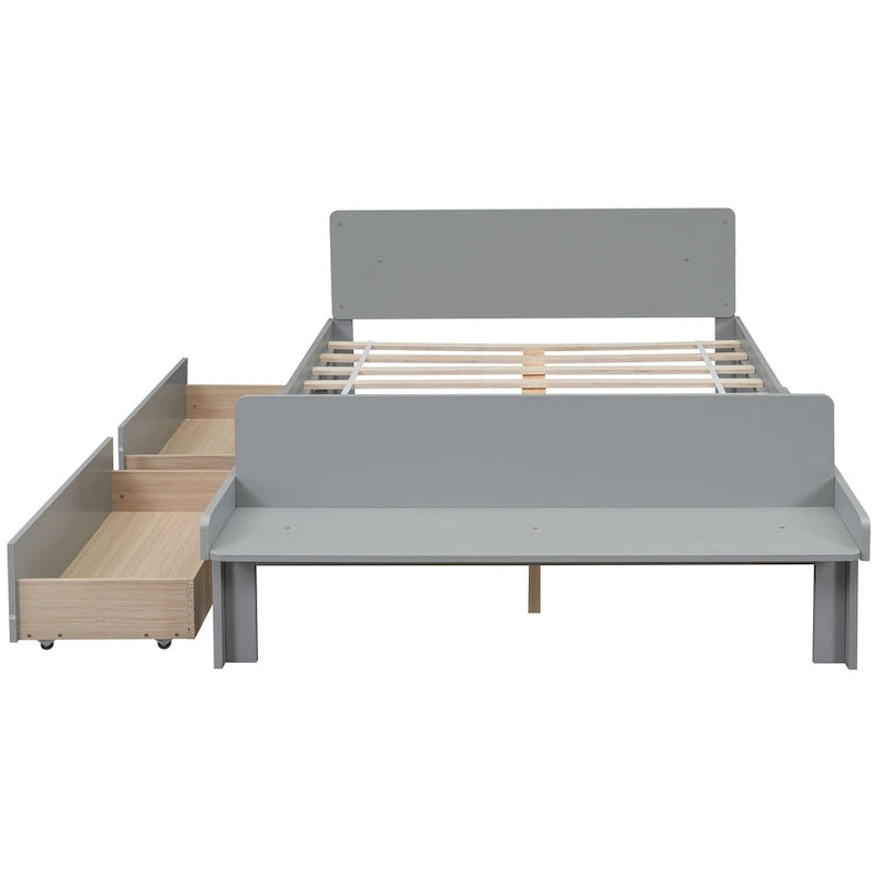 Letto matrimoniale con panca pediera e 2 cassetti portaoggetti
