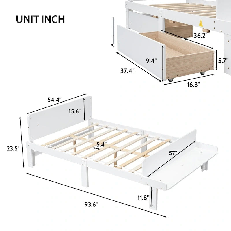 Letto matrimoniale con panca pediera e 2 cassetti portaoggetti