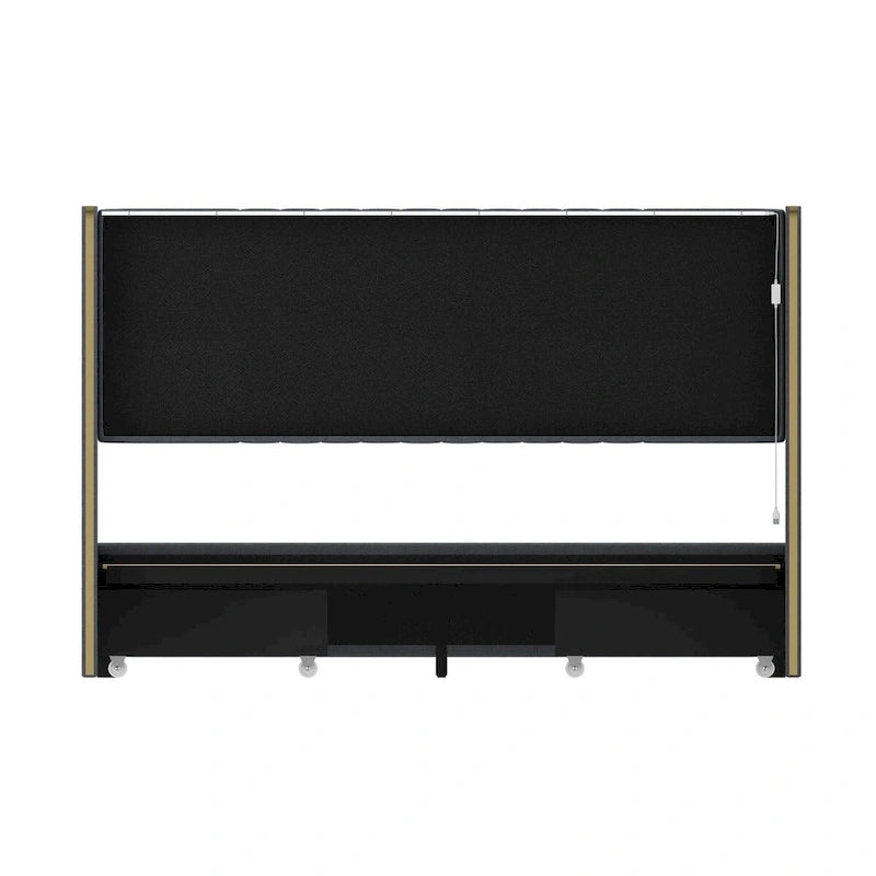 Letto a Piattaforma a LED Illuminato con Rifiniture Dorate e Cassetto ai Piedi – Grigio/Bianco