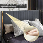 Letto a Piattaforma a LED Illuminato con Rifiniture Dorate e Cassetto ai Piedi – Grigio/Bianco