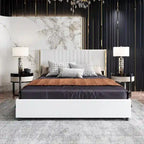 Letto a Piattaforma a LED Illuminato con Rifiniture Dorate e Cassetto ai Piedi – Grigio/Bianco
