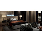 Letto a Piattaforma a LED Illuminato con Rifiniture Dorate e Cassetto ai Piedi – Grigio/Bianco
