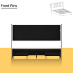 Letto a Piattaforma a LED Illuminato con Rifiniture Dorate e Cassetto ai Piedi – Grigio/Bianco