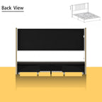 Letto a Piattaforma a LED Illuminato con Rifiniture Dorate e Cassetto ai Piedi – Grigio/Bianco