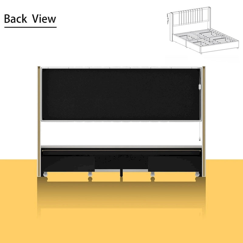 Letto a Piattaforma a LED Illuminato con Rifiniture Dorate e Cassetto ai Piedi – Grigio/Bianco