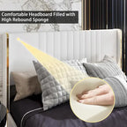 Letto a Piattaforma a LED Illuminato con Rifiniture Dorate e Cassetto ai Piedi – Grigio/Bianco