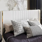 Letto a Piattaforma a LED Illuminato con Rifiniture Dorate e Cassetto ai Piedi – Grigio/Bianco
