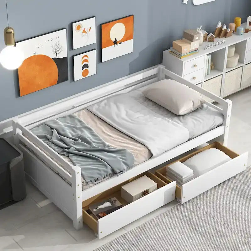 Divano Letto Singolo con 2 Cassetti Contenitore – Grigio