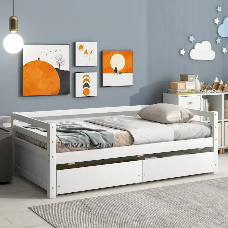 Divano Letto Singolo con 2 Cassetti Contenitore – Grigio