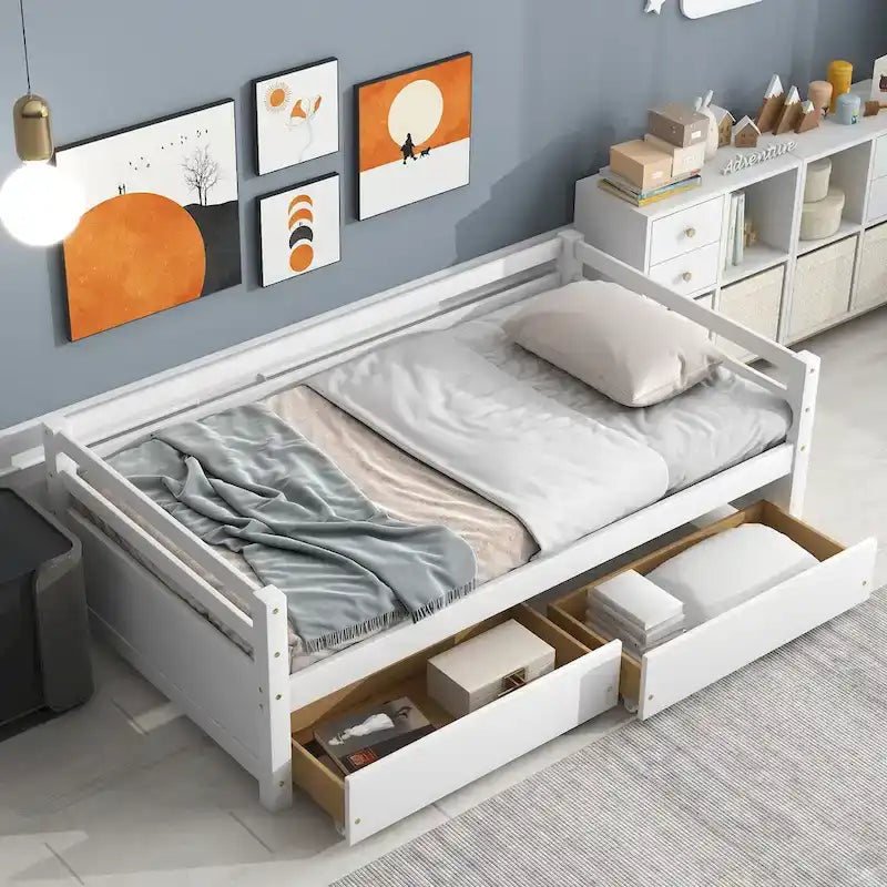 Divano Letto Singolo con 2 Cassetti Contenitore – Grigio