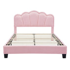 Letto a piattaforma a LED a forma di fiore con pouf contenitore – Matrimoniale, rosa