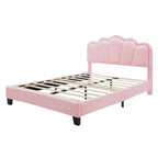 Letto a piattaforma a LED a forma di fiore con pouf contenitore – Matrimoniale, rosa
