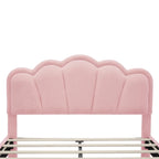 Letto a piattaforma a LED a forma di fiore con pouf contenitore – Matrimoniale, rosa