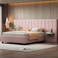 Letto a piattaforma imbottito in velluto con testiera grande – Matrimoniale francese/Matrimoniale standard