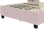 Letto a piattaforma imbottito in velluto con testiera grande – Matrimoniale francese/Matrimoniale standard
