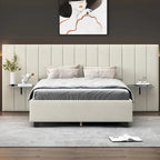 Letto a piattaforma imbottito in velluto con testiera grande – Matrimoniale francese/Matrimoniale standard