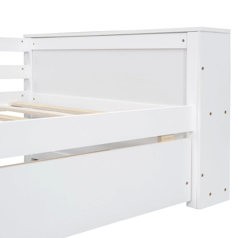 Divano Letto Singolo con Ripiani Laterali e 2 Cassetti Contenitore – Grigio