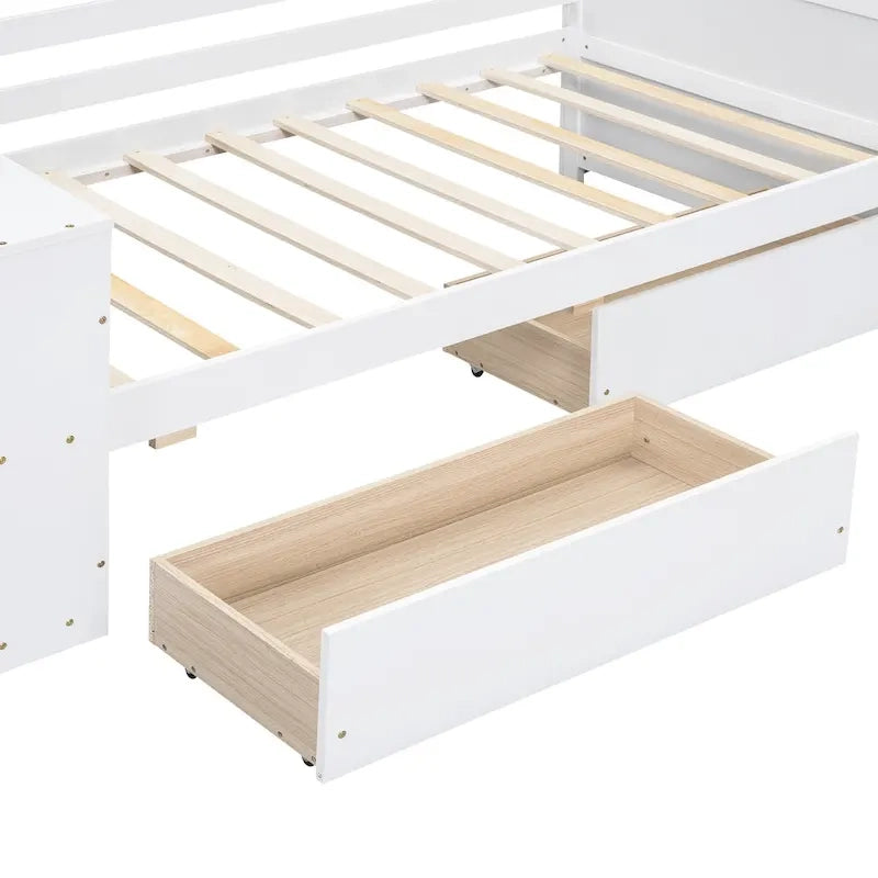Divano Letto Singolo con Ripiani Laterali e 2 Cassetti Contenitore – Grigio