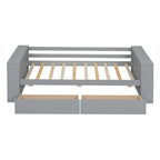 Divano Letto Singolo con Ripiani Laterali e 2 Cassetti Contenitore – Grigio