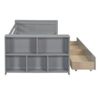 Divano Letto Singolo con Ripiani Laterali e 2 Cassetti Contenitore – Grigio