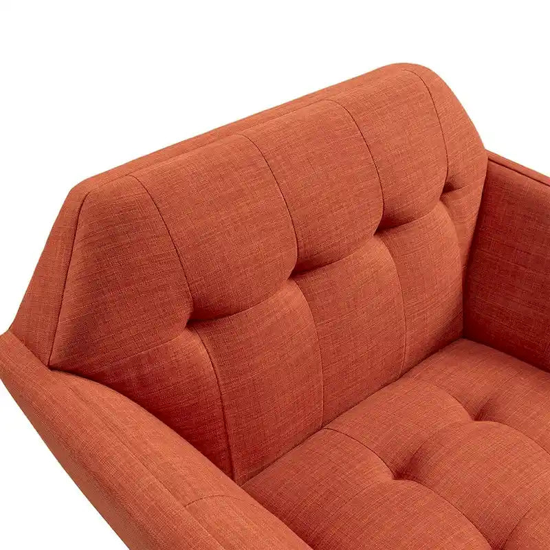 Poltrona da salotto di metà secolo con trapuntatura a bottoni – Gambe color noce pecan, capacità 136 kg