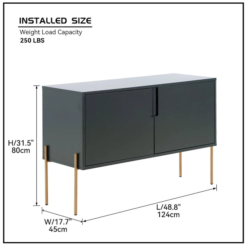 Credenza/Buffet da Consolle Verde con Vano Contenitore – 48,4" di Larghezza