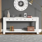 Consolle vintage in legno di pino da 63" con 4 cassetti e ripiano inferiore