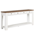 Consolle vintage in legno di pino da 63" con 4 cassetti e ripiano inferiore