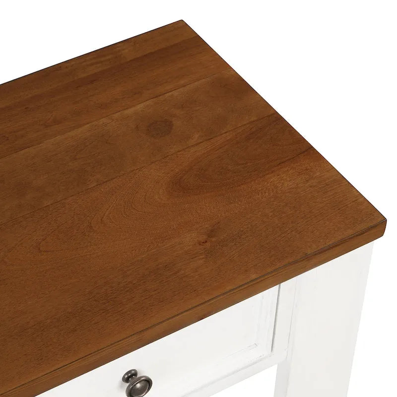 Consolle vintage in legno di pino da 63" con 4 cassetti e ripiano inferiore