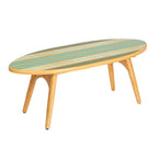 Tavolino da Caffè Ovale a Forma di Tavola da Surf a Strisce – Multicolore, 120 cm lungh.