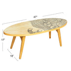 Tavolino da Caffè Ovale a Forma di Tavola da Surf a Strisce – Multicolore, 120 cm lungh.