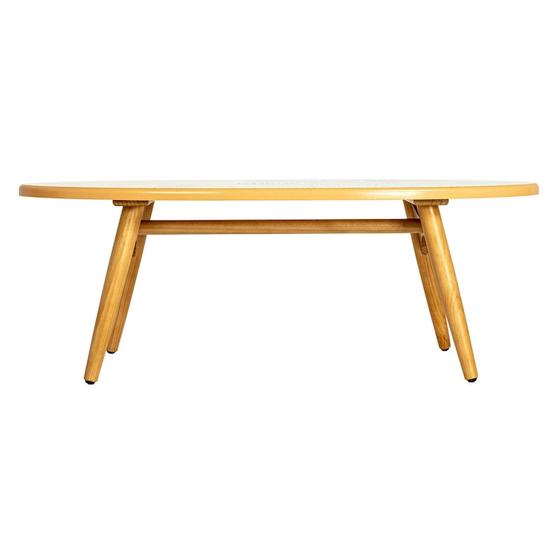 Tavolino da Caffè Ovale a Forma di Tavola da Surf a Strisce – Multicolore, 120 cm lungh.