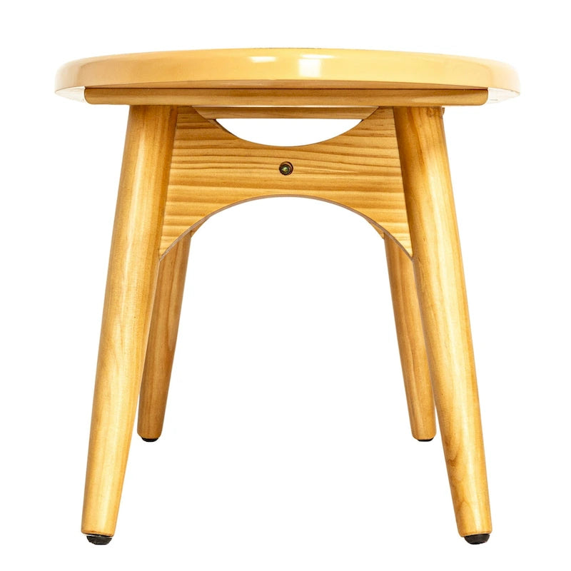 Tavolino da Caffè Ovale a Forma di Tavola da Surf a Strisce – Multicolore, 120 cm lungh.